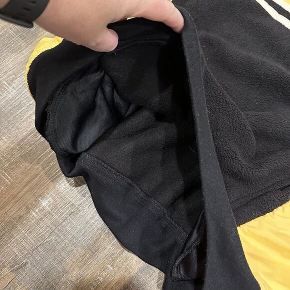 Vtg Wilson Fleece Hooded Best Nylon Yellow Black Colorblock Sz Large Pullover - Picture 10 of 10